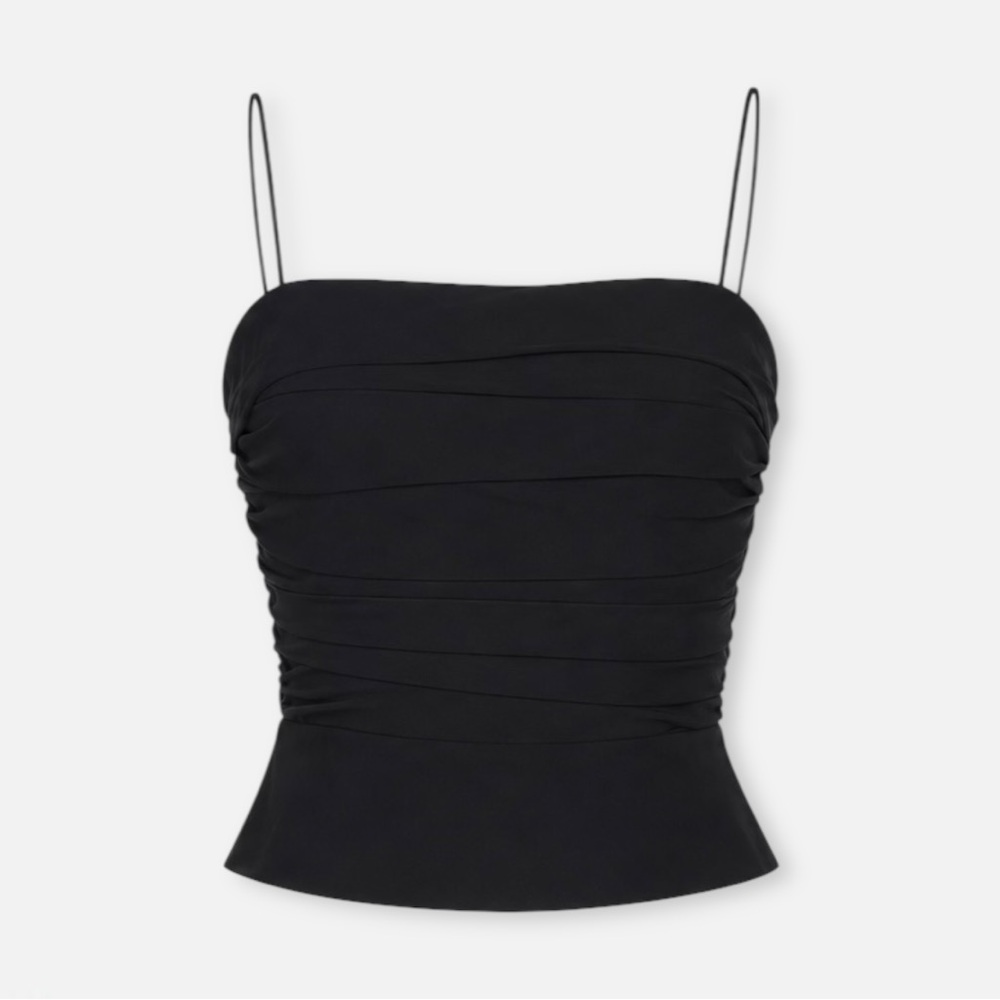 Armani Collezioni Black Silk Ruched Camisole Top